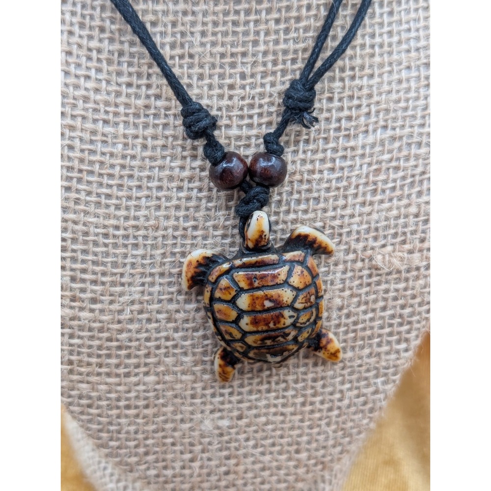 Sea Turtle Pendant Necklace Adjustable Cord Beach Boho Ocean Jewelry Adjustable